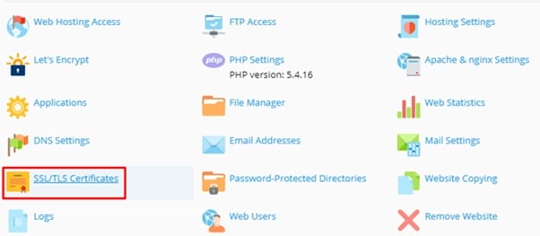 روی گزینه SSL/TLS Certificates